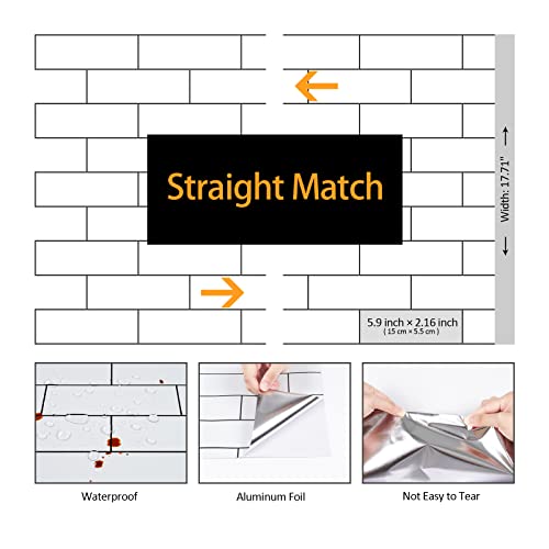 Hellowall Black White Brick Peel And Stick Wallpaper White Trellis Wallpaper Aluminum Subway Tile Roll Wallpaper Removable Waterproof Stick On Kitchen Backsplash School Locker Wallpaper 17.7"X80" #TOP6