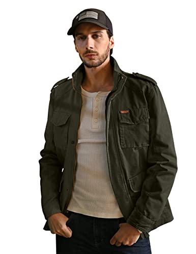 WenVen Men's Lightweight Military Style Jacket Twill Cotton Windbreaker 5