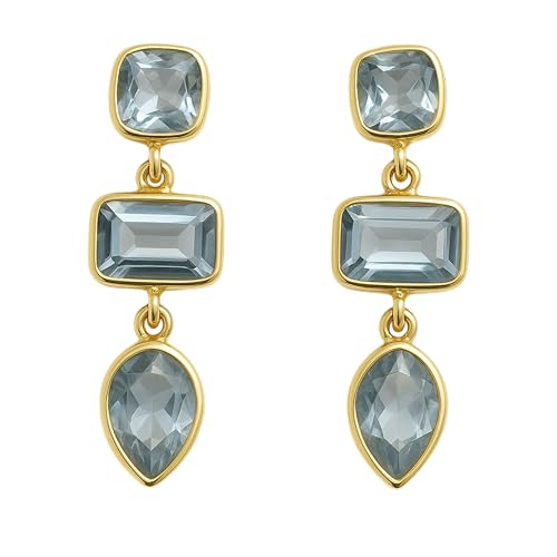 Boucles d'oreilles topaze bleue argent plaqué or pour sublimer vos soirées