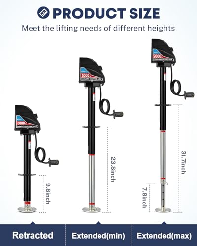 Image of Kohree Electric Trailer Jack 5000 lbs with 7-Way Connector, Heavy Duty RV Electric Tongue Jack for Travel Trailer A-Frame Camper, with Manual Crank Handle & Weatherproof Jack Cover, 22 inch Lift, 12V DC
