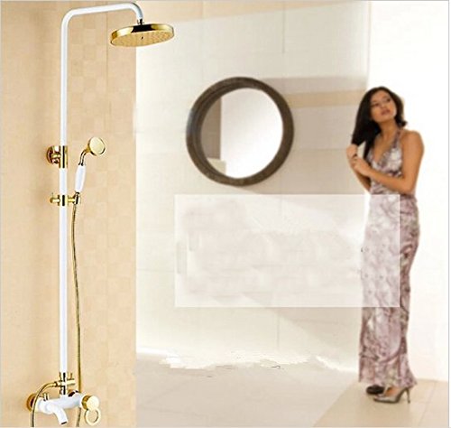 Set robinet de douche 20,3 cm blanc et or pour créer une ambiance spa à la maison