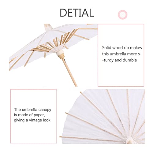 Lwuey 60cm White Paper Umbrella, Handmade Chinese Oil Paper Parasol with Bamboo Handle Wedding Props Party Decor for Bridal Shower Photography Cosplay Romantic Elegance DIY