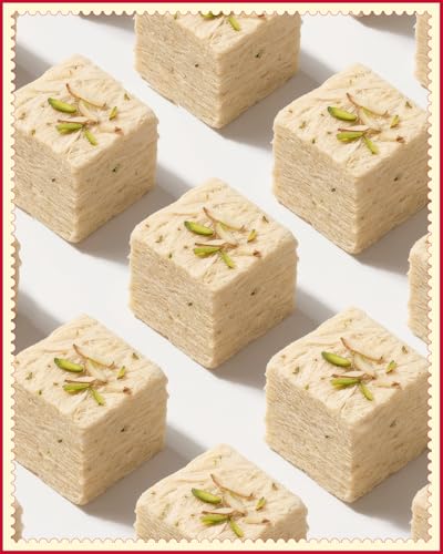 Image of Balluji Soan Papdi Elaichi 900g- 50 Single-Serve Pieces | Traditional Indian Sweet | Light, Flaky & Melt-in-Mouth | Ideal for Events, Gifting & Festive Occasions (Cardamom)