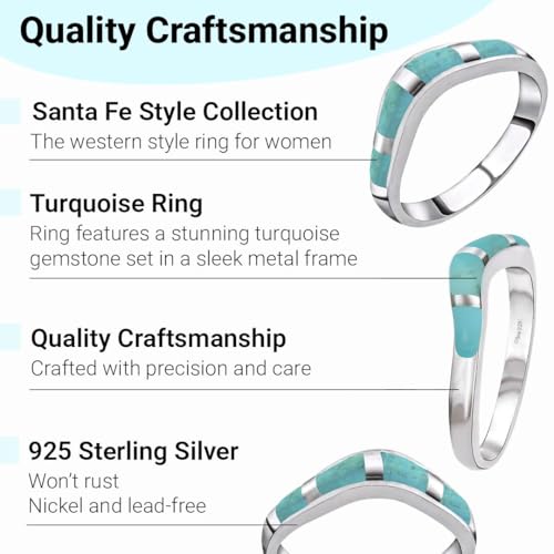 shop lc turquoise rings for women 925 sterling silver band boho turquoise jewelry for women santa fe style promise rings birthday gifts for womens