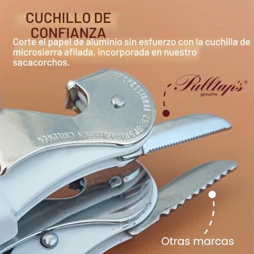 Miniatura 7 de Pulltap S Genuine Classic 500 Dorado - Sacacorchos De Camarero Para Uso Profesional - Fabricado En España - Incluye Doble Palanca Articulada, Navaja Cortacápsulas Y Abrebotellas