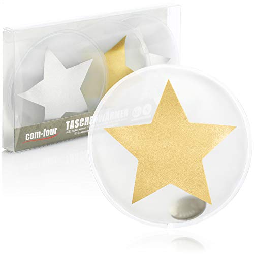 com-four® 4X Pocket Warmer Reutilizable - Calentador de Manos con Motivo de Estrella para niños - Almohadilla térmica para los días fríos y para Llevar - Almohada térmica (Estrellas XL)