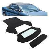 KUAFU Convertible Soft Top w/Heated Glass Window Compatible with 1996-2006 Chrysler Sebring Dodge Stratus Durable Black