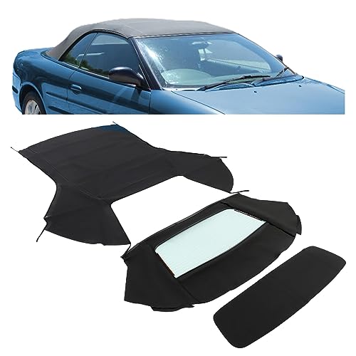 KUAFU Convertible Soft Top w/Heated Glass Window Compatible with 1996-2006 Chrysler Sebring Dodge Stratus Durable Black