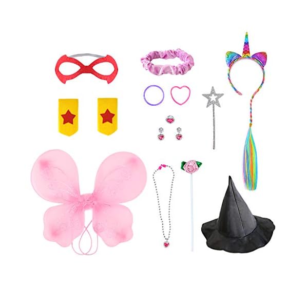 Jeowoqao girls dress up trunk princess set, 24 pcs pretend play costume set, fairytale, supergirl, princess, rainbow unicorn costume for toddler/little girls ages 3-5yrs - image 9