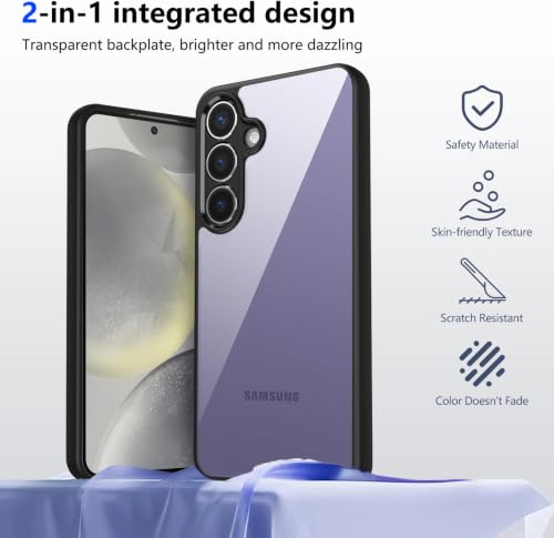 Image of VONZEE Clear Back Case Cover for Samsung Galaxy S24 fe 5G | Shockproof Design | Hard Back Cover Case for Samsung Galaxy S24 fe 5G (PC & TPU, Black)
