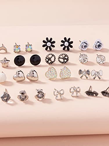 Image of Shining Diva Fashion 30 Pairs Combo Set Stylish Crystal Pearl Earrings for Women and Girls