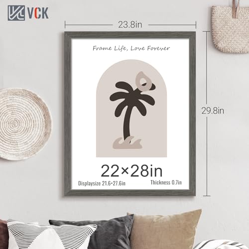 Image of VCK 22x28 Poster Frame Solid Wood Gray Grey 3 Pack Picture Frames 22 x 28 Inches with Wall Mounting Hanging
