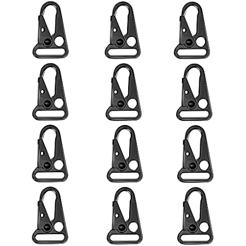 1 Inch Enlarged Mouth Clip Sling Clasp Hook Heavy Duty Snap Hooks Sling Clips for Keychain Snap Hooks Outdoor Backpack Tactical Carabiners (12 Pack(Black)) Cover