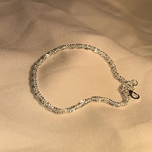 Bracelet en argent sterling 925 anti-ternissement, bijou d'eau brillant 1.5mm fini la peau verte