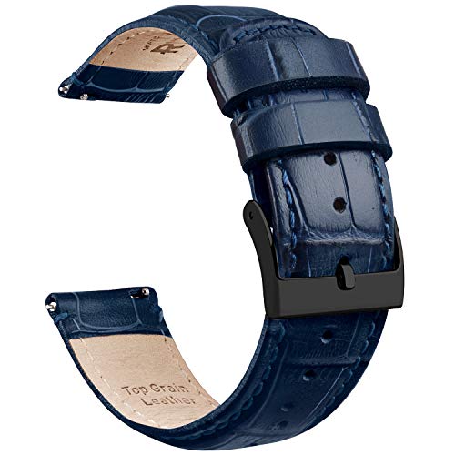 Ritche Genuine 22Mm Alligator Grain Watch Band Classic Vintage Quick Release Alligator Watch Straps Navy Blue Leather Watch Bands For Men Women #TOP4