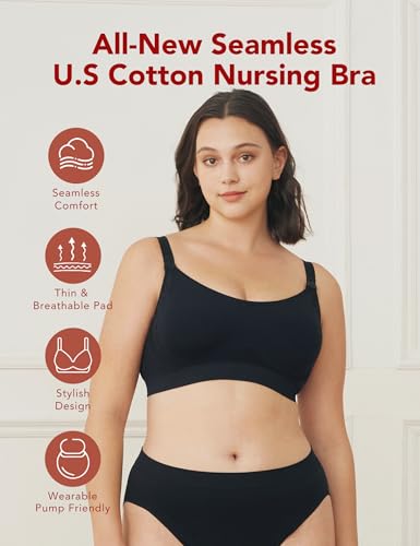 Image of HOFISH Nursing Bras for Breastfeeding, TwinClips Wearable Pump Bra Fixed Pad, Adjustable Support Maternity Bra for Pregnancy