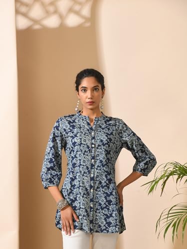 Image of Meesan Women's Casual Ethnic 3 /4 Sleeve Printed Tunic