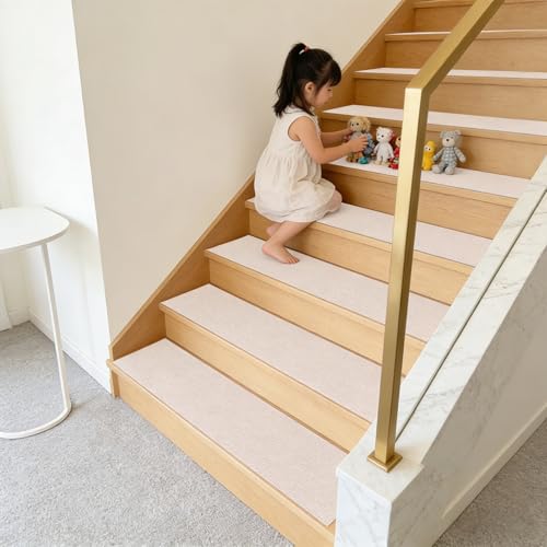 Juego de 5 alfombrillas antideslizantes para escaleras, 40 x 44 cm, parte trasera de TPE, insonorizadas, aptas para niños, alfombras antideslizantes seguras para escaleras