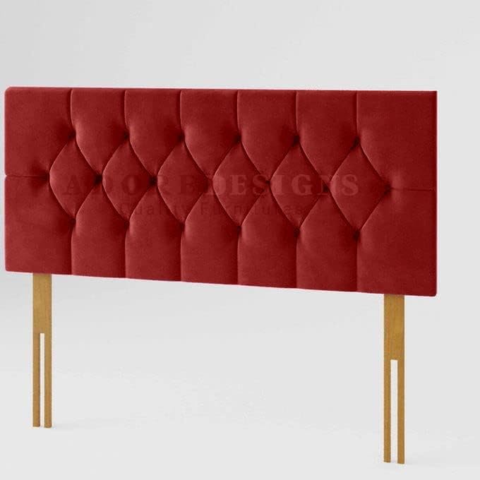 Chesterfield Padded Lined Divan Bed Headboard | Plush Velvet Headboards for 4ft6 Double Bed Frame | Elegant design wooden material headboards for beds (Burgundy, 4ft6 Double Height-20inch)