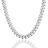 9mm Miami Mens Chain Mens Curb Cuban Link Stainless Steel Necklace Men's Silver