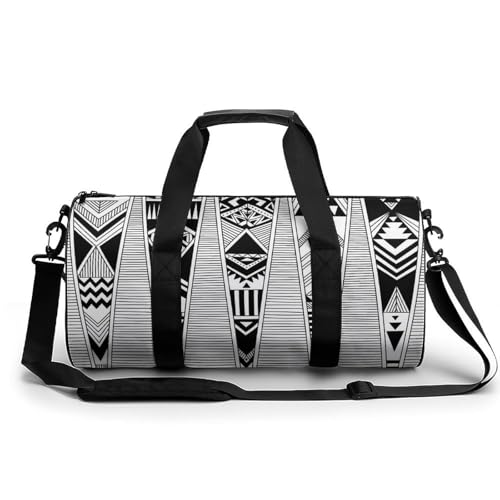 Sac de sport ethnique noir et blanc pour ranger toutes vos affaires de gym et voyage
