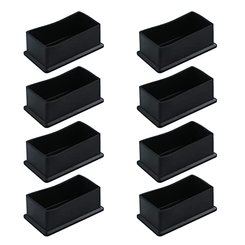 Geesatis Rectangle Furniture Pads 8 Pcs Chair Leg Caps Floor Protectors Desk Cover Pads Furniture Table Covers, Black, 1 3/5 X 3 1/7 Inch #TOP15