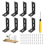 8 Stück Schwerlastwinkelverbinder aus Metall, 90 Grad schwarz - Inklusive 1 Schraubendreher & 48 Schrauben - Komplett-Set für Regalhalterung, Regalwinkel schwerlast und Möbelmontage