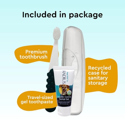 RADIUS USDA Organic Dental Solutions Kit dental para cães para todas as idades, 1 unidade, 1 escova