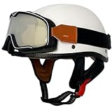 Cascos Jet Vintage Cascos Abiertos De Moto Retro con Gafas ECEDOT Homologado Medio Casco Motocicleta Casco Half-Helmet para Hombres Y Mujeres El Forro Es Desmontable Z-2,L:59-60CM