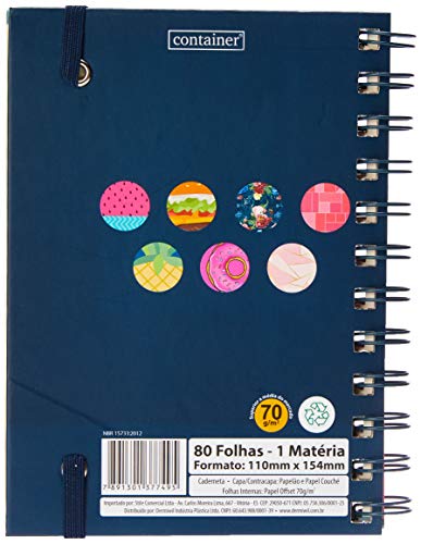 Caderno Capa Dura 1/8 - Wire O – Páginas Off White - 80fls - 60gr. - Bolso Duplo – Elástico externo