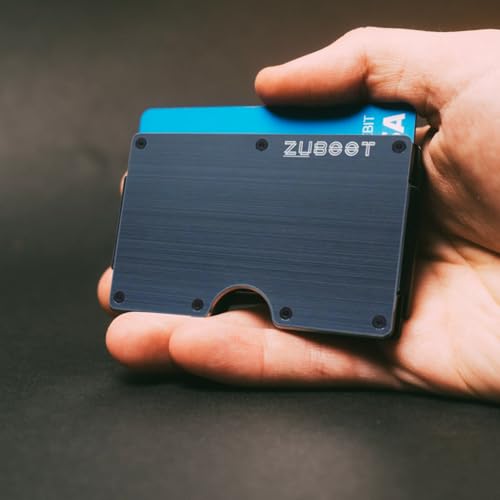 Aluminum RFID Wallet for Men – Slim and Durable Brushed Metal Front Pocket Wallet – Lightweight RFID-Blocking Card Holder for Everyday Carry (Blue, Holds 16 Cards)2