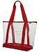 Clear ZIPPER tote with color trim and bottom, Red trim