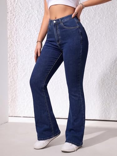 Image of Tagas High Waist Bootcut Fit Denim Jeans for Women | Stretchable Slim Fit Flared Jeans|Relaxed Fit Pant|Jeans for Womens|