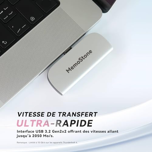 KingSpec MemoStone 2TB Portable USB-C External SSD 2000MB/s, High-Speed Solid State Drive with USB 3.2 Gen2x2 20Gb/s Int - Additional View