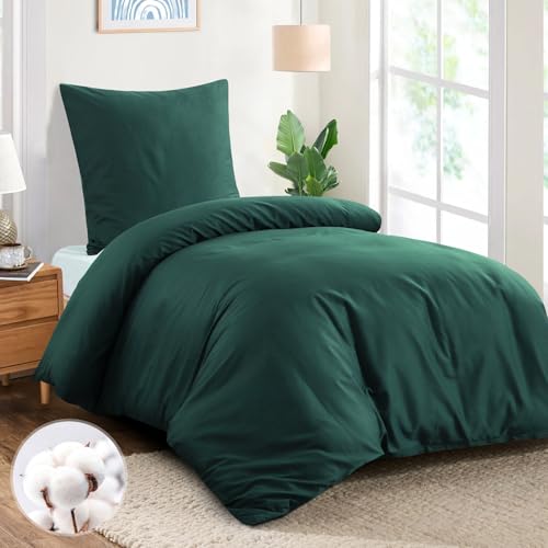 Aisbo Bettwäsche 155x220 Baumwolle Dunkelgrün - Bettwäsche-Sets...