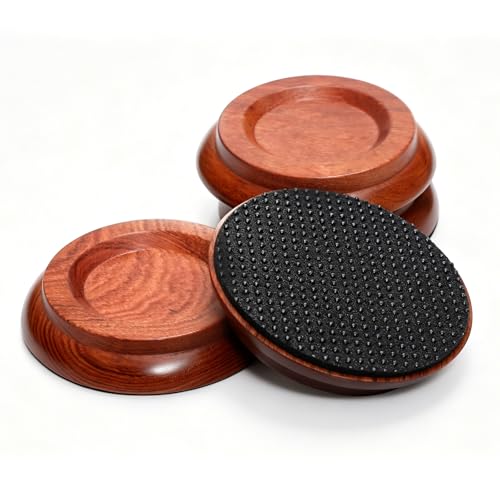 Upright Piano Rosewood Caster Cups with Felt Pads