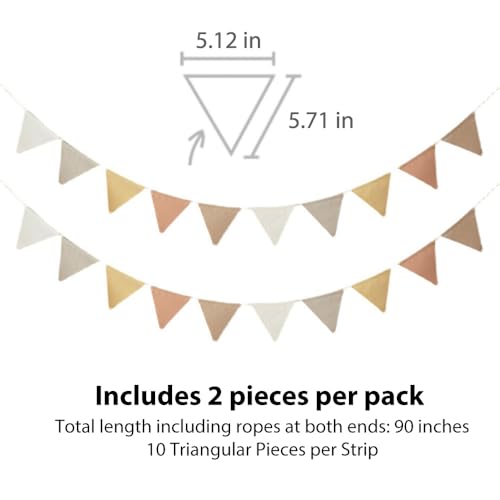 3.93 Feet Triangle Flag Banner Bunting Pennant for Kids Teepee Tent,Party and Room Decoration,10 Pcs single Sided Cotton Fabric Flag，Children's room decoration of baby's room*2 Strip Pack by BEIOUDEXIN - Used condition - Image 2