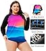 UV Shirt Women Plus Size Quick Dry Print Rash Guard Shirts Long Sleeve Gradient Print Bathing Suit Tops 6XL