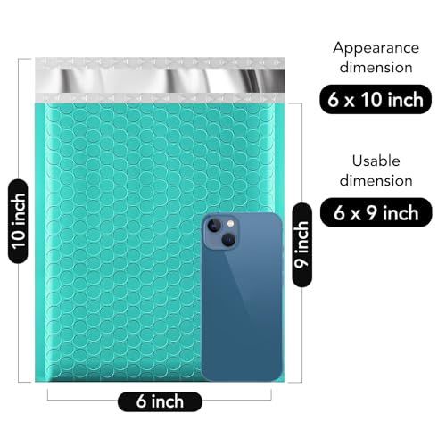 Image of Fuxury Bubble Mailers 6x10 inch Teal Padded Envelopes 9600 Pack Bulk Strong Adhesion Full Pallet of Padded Mailers Thick Bubble Envelopes for Small Business Mailing Small Items,Jewelry,Makeup