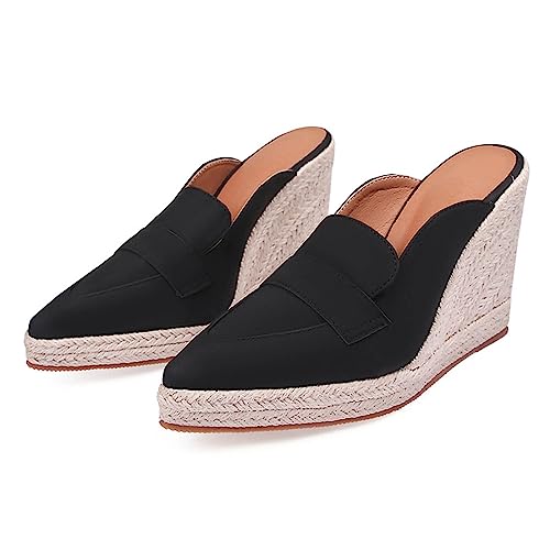 Sandales espadrilles bout fermé en cuir noir Optigard : l'art du soulier féminin