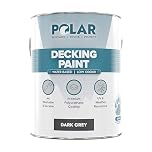 Polar Decking Paint Dark Grey, 5 Litres - Water-Based, UV Resistant, Water Repellant, Quick Drying - Exterior Use, Ideal for Exterior Decks and Wooden Surfaces