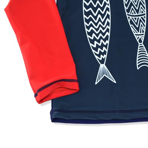 Image of Kids Short Sleeve Sunsuit Swimwear Boys Two Piece Rash-Guard-Sets Dinosaur Pattern