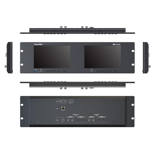 Image of LILLIPUT Dual 7 inch RM7026-12G 3 RU Rackmount HDMI /12G-SDI Monitor 1000 nits high brightness LTPS screens with Wavedform and HDR
