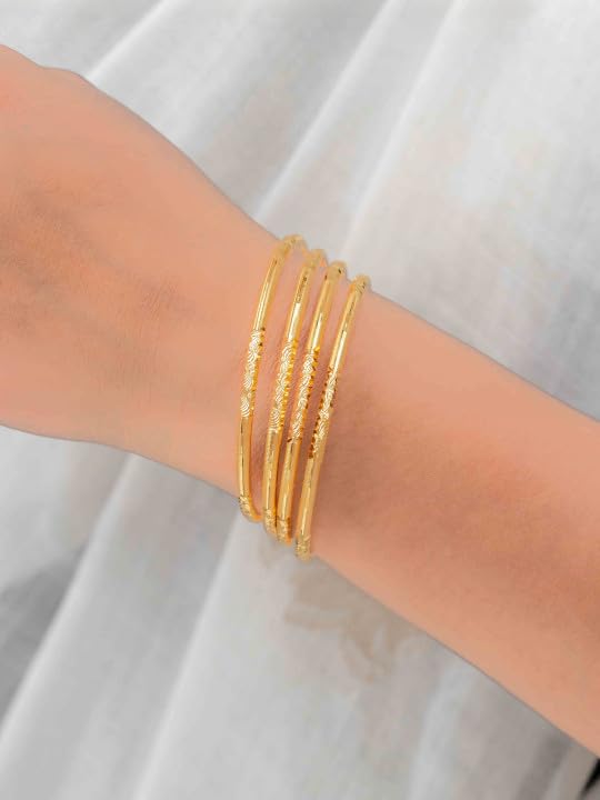 Image of Zeraki Jewels Gold Plated Designer Ruchi Bangle. (Set of 4)