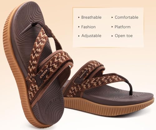 Image of KuaiLu Womens Orthopedic Flip Flops With Arch Support Adjustable Thick Athletic Cushion Recovery Walking Sandals For Woman Ladies Fashion Comfortable Flip-Flop Slides, Water Resistant & Lightweight