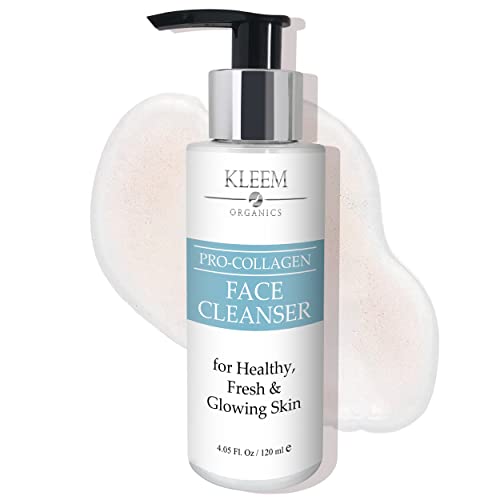 Kleem Organics Pro-Collagen Glycolic Acid Face Wash with Salicylic Acid - Organic Face Cleanser for Women & Men to Unclog Pores & Improve Skin Tone and Texture - Gentle Exfoliating Face Wash - 4.05 oz
