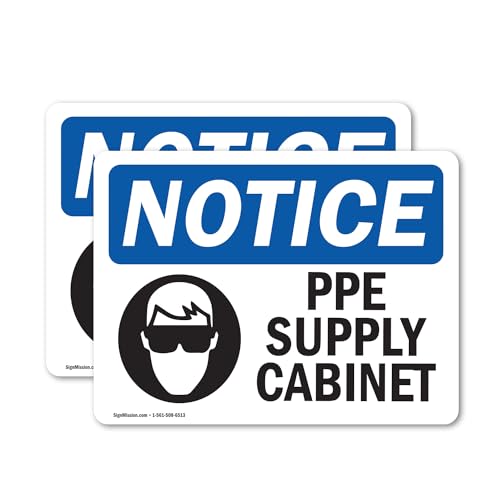 (2 Pack) PPE Supply Cabinet Sign With Symbol OSHA Notice Sign 5 Inch X 3.5 Inch Vinyl Label Decal Sticker Weather Resistant, UV Protected for Workplace, Business, Construction Site, Made in the USA