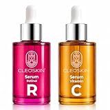CLEOSKIN | Pack 2 Sueros faciales, Serum Vitamina C (Ácido ascórbico) y Serum Retinol (Vitamina A), para el cuidado de la...