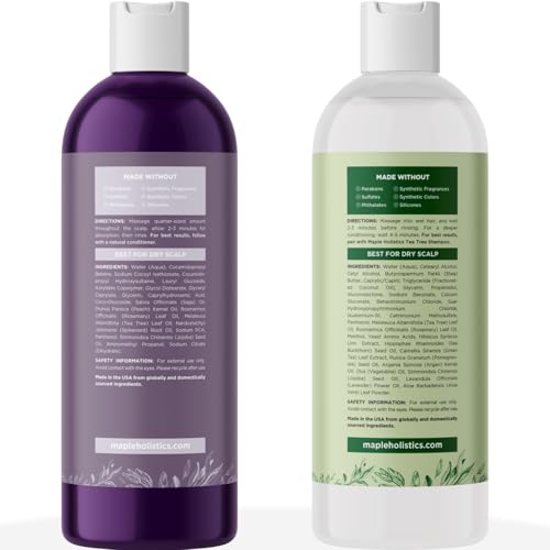 Sulfate Free Shampoo and Conditioner Set - Tea Tree Sage and Rosemary Shampoo and Conditioner for Dry Flaky Scalp Care - Deep Cleansing Color Safe Shampoo and Conditioner for Damaged Dry Hair Care - Thumbnail 4
