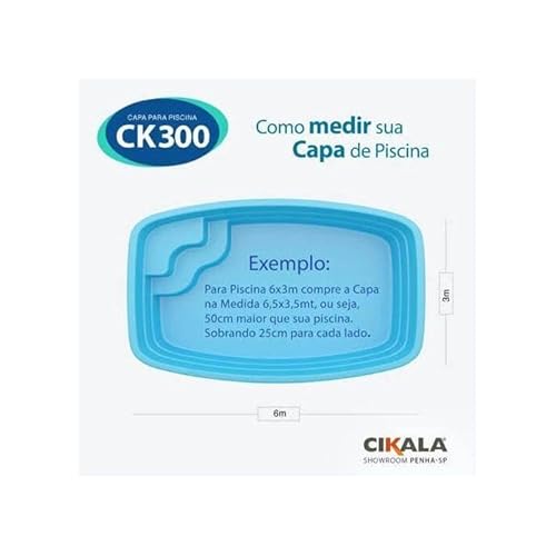 Capa de Piscina Azul Ck300 6.5x3.5 Metros + Kit Instalação